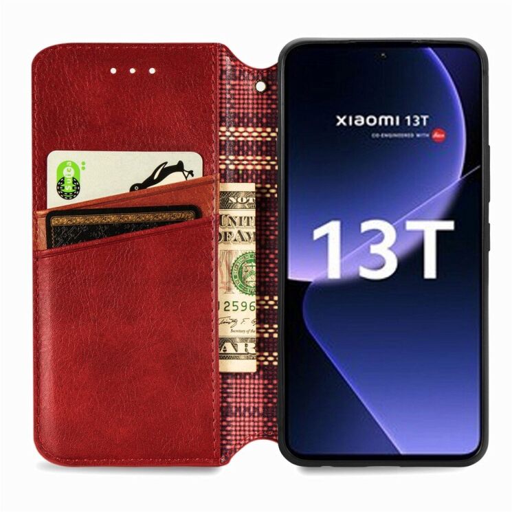 Чехол Deexe Rhombus Wallet для Xiaomi 13T / 13T Pro - Red: фото 2 из 10