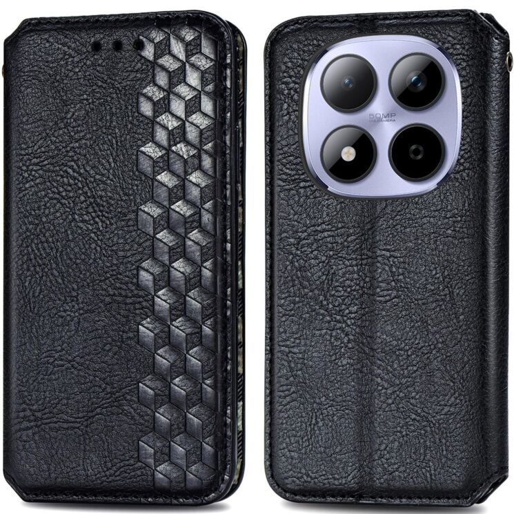 Чохол Deexe Rhombus Wallet для Xiaomi Redmi Note 15 Pro 5G - Black: фото 1 з 11