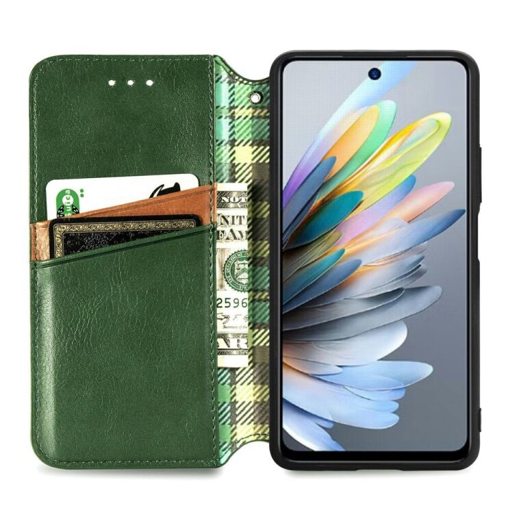 Чохол Deexe Rhombus Wallet для ZTE Blade A75 - Green: фото 2 з 9