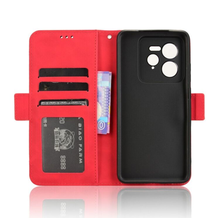 Чехол Deexe Wallet Stand для Realme GT 7 Pro - Red: фото 3 из 7