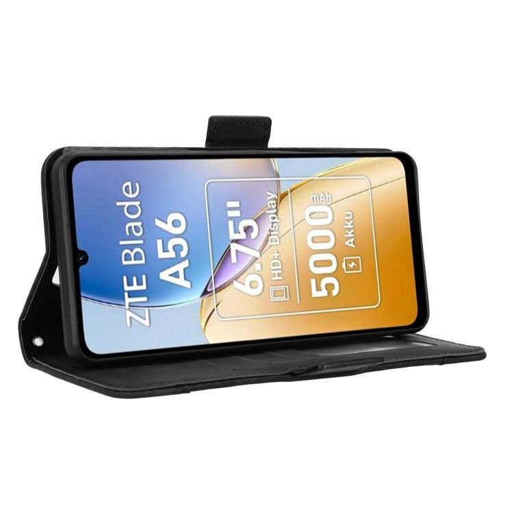 Чехол-книжка с кармашками Deexe Wallet Stand для ZTE Blade A56 - Black: фото 6 из 15