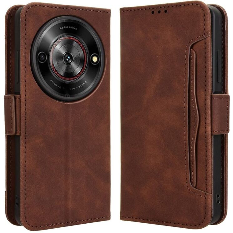 Чехол-книжка с кармашками Deexe Wallet Stand для ZTE Nubia Focus - Brown: фото 1 из 7