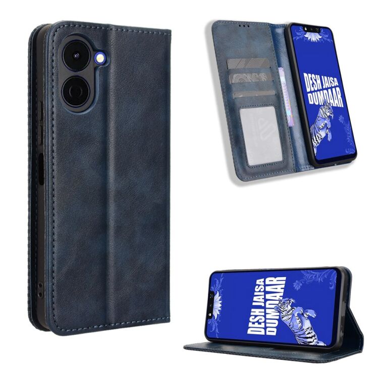 Чехол-книжка Deexe Retro Style для TECNO Spark Go 3 - Blue: фото 2 из 20