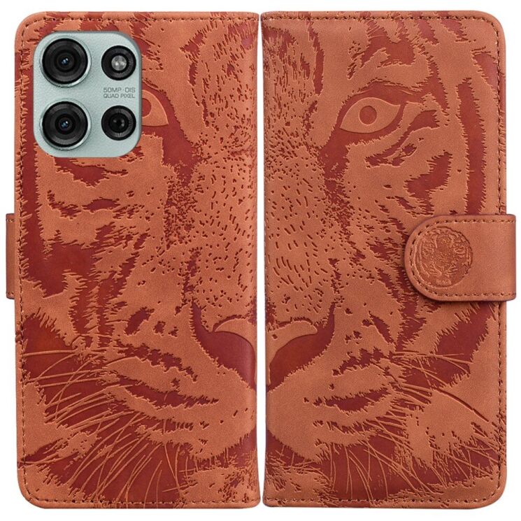 Чехол-книжка Deexe Tiger для Motorola Moto G75 - Brown: фото 1 из 7