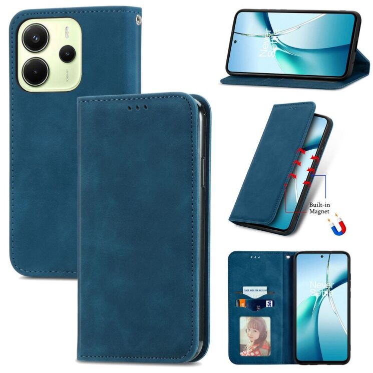 Чохол-книжка Deexe Wallet Case для Xiaomi Redmi Note 14 4G - Dark Blue: фото 1 з 8