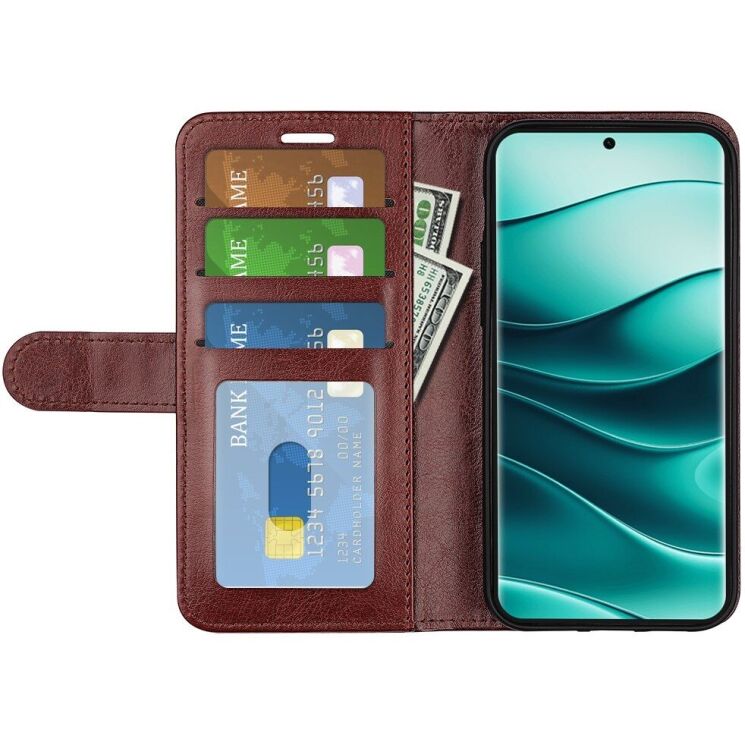 Чехол-книжка Deexe Wallet Style для Xiaomi Redmi Note 14 Pro Plus - Brown: фото 4 из 7