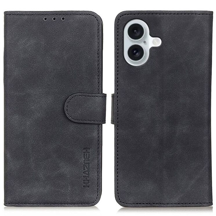 Чехол-книжка KHAZNEH Retro Wallet для Apple iPhone 16 - Black: фото 1 из 8