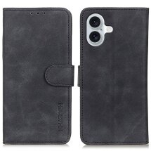 Чехол-книжка KHAZNEH Retro Wallet для Apple iPhone 16 Plus - Black: фото 1 из 8