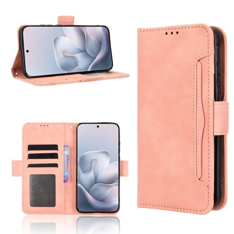 Чехол-книжка с карманами Deexe Wallet Stand для Motorola Edge 70 Fusion - Pink: фото 8 из 15