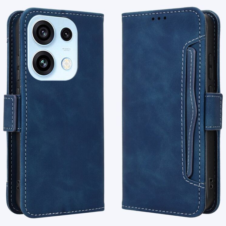 Чехол-книжка с карманами Deexe Wallet Stand для OPPO Reno 16 / 16 Pro - Blue: фото 1 из 17