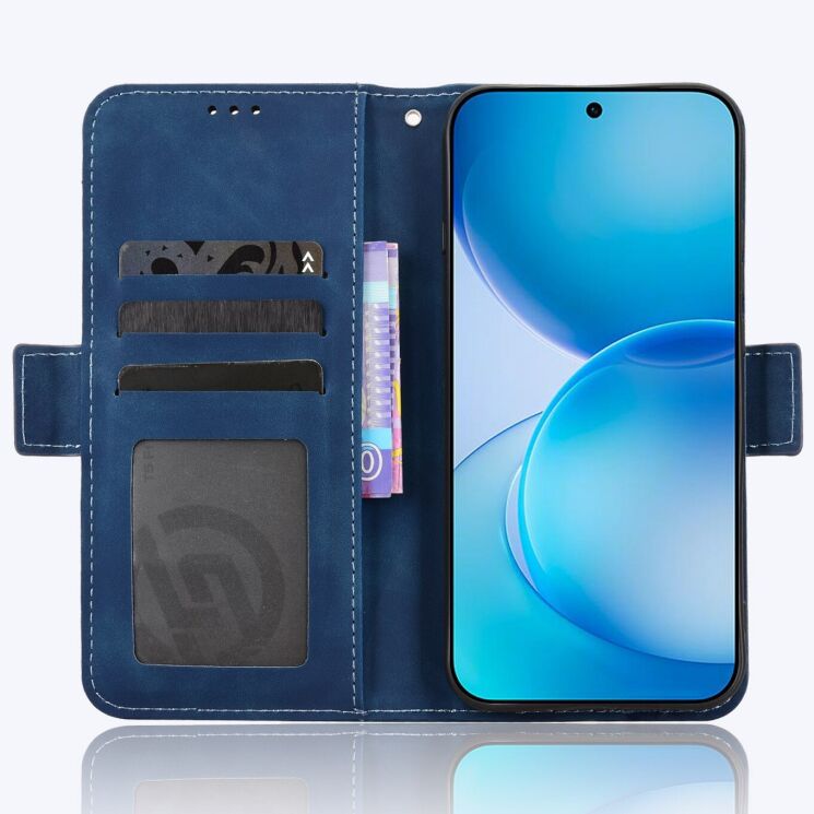 Чехол-книжка с карманами Deexe Wallet Stand для OPPO Reno 16 / 16 Pro - Blue: фото 5 из 17