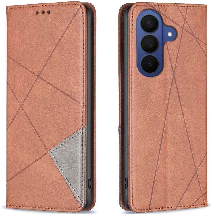 Чехол-книжка с карманами UniCase Geometric Pattern для Samsung Galaxy A37 (A376) - Brown: фото 1 из 10