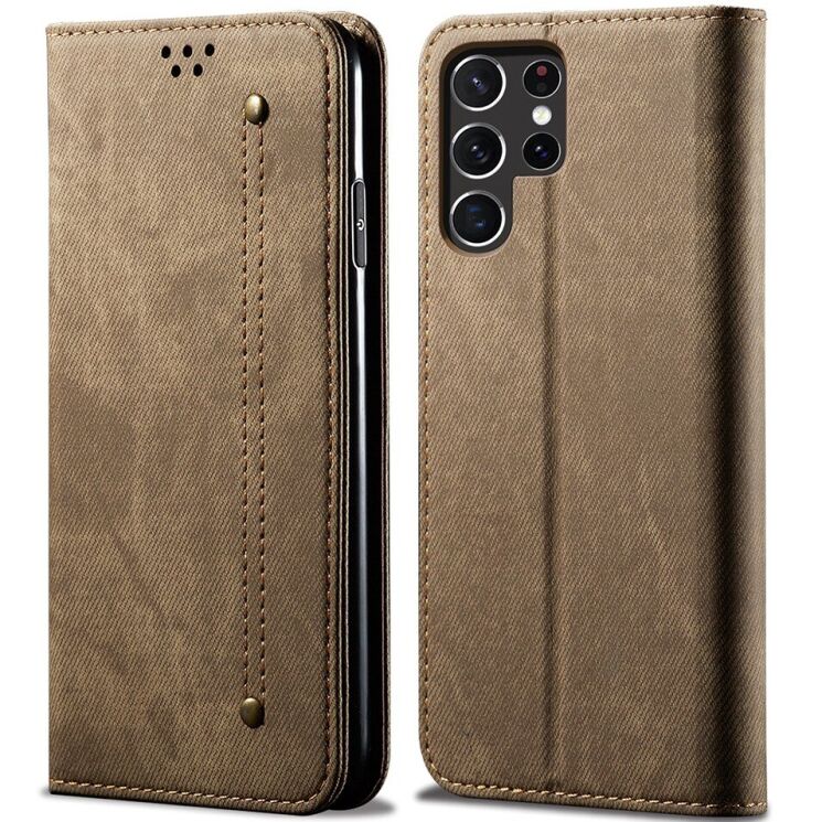 Чохол-книжка з кишеньками UniCase Jeans Wallet для Samsung Galaxy S26 Ultra (S948) - Khaki: фото 1 з 6