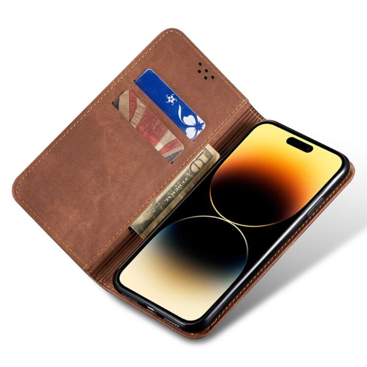 Чехол-книжка UniCase Jeans Wallet для Apple iPhone 15 Pro - Coffee: фото 2 из 7