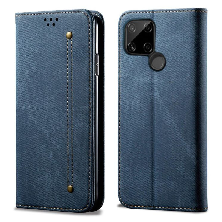 Чехол-книжка с кармашками UniCase Jeans Wallet для Realme C21 - Blue: фото 1 из 13