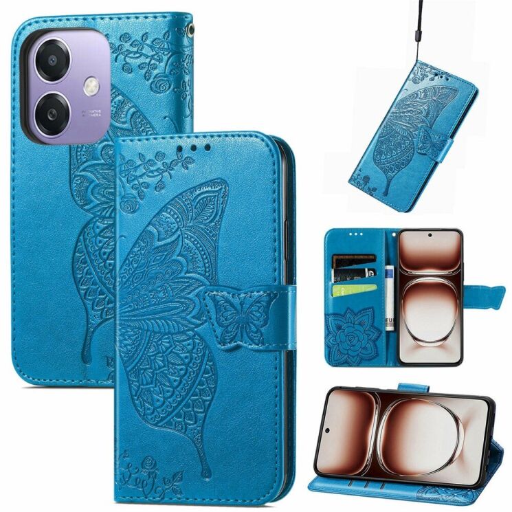 Чехол UniCase Butterfly Pattern для OPPO A3x / A3 / A40m - Blue: фото 4 из 7