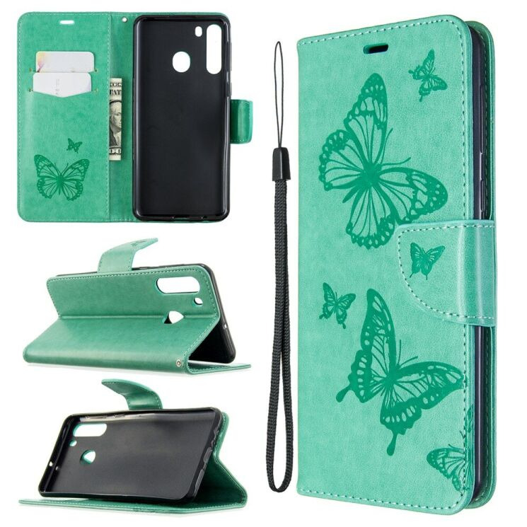 Чохол-книжка з малюнком UniCase Butterfly Pattern для Samsung Galaxy A21 (A215) - Green: фото 1 з 9