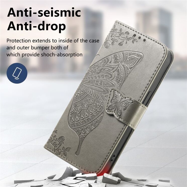 Чехол-книжка с рисунком UniCase Butterfly Pattern для Xiaomi Redmi 15C / Poco C85 - Black: фото 9 из 9