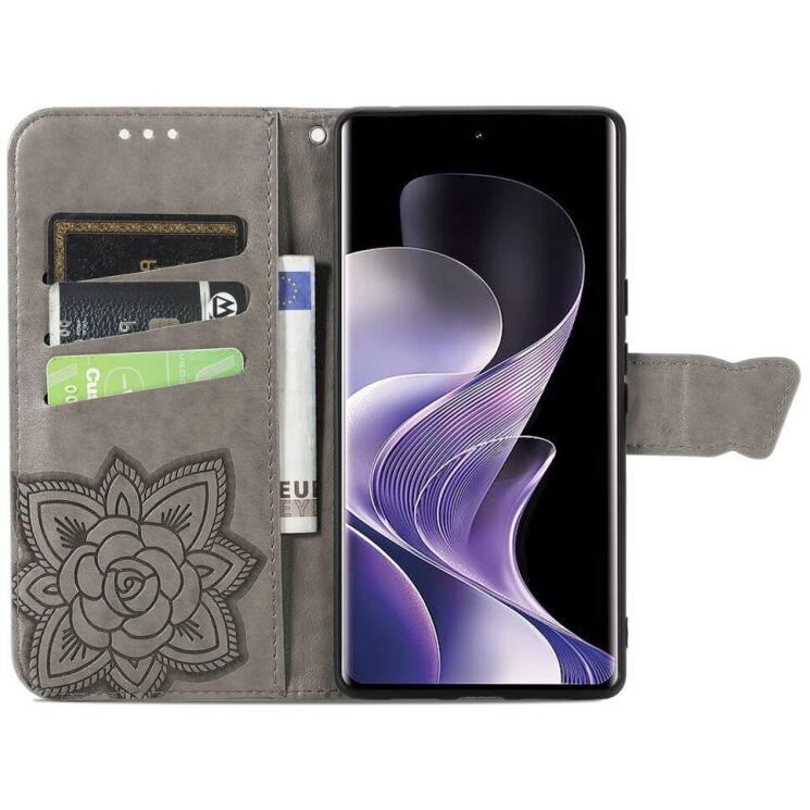 Чехол UniCase Butterfly Pattern для Xiaomi Redmi Note 14 Pro Plus - Grey: фото 2 из 9