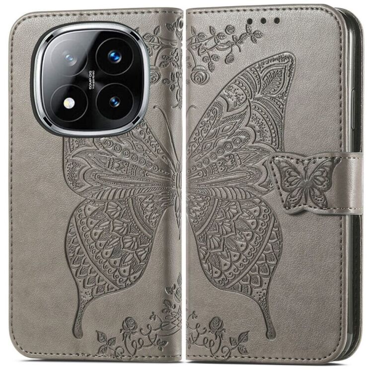 Чехол UniCase Butterfly Pattern для Xiaomi Redmi Note 14 Pro Plus - Grey: фото 1 из 9