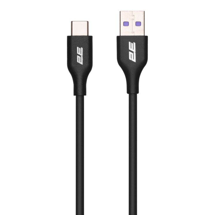 Кабель 2E Glow USB to Type-C (3A, 1m) - Black: фото 1 з 4