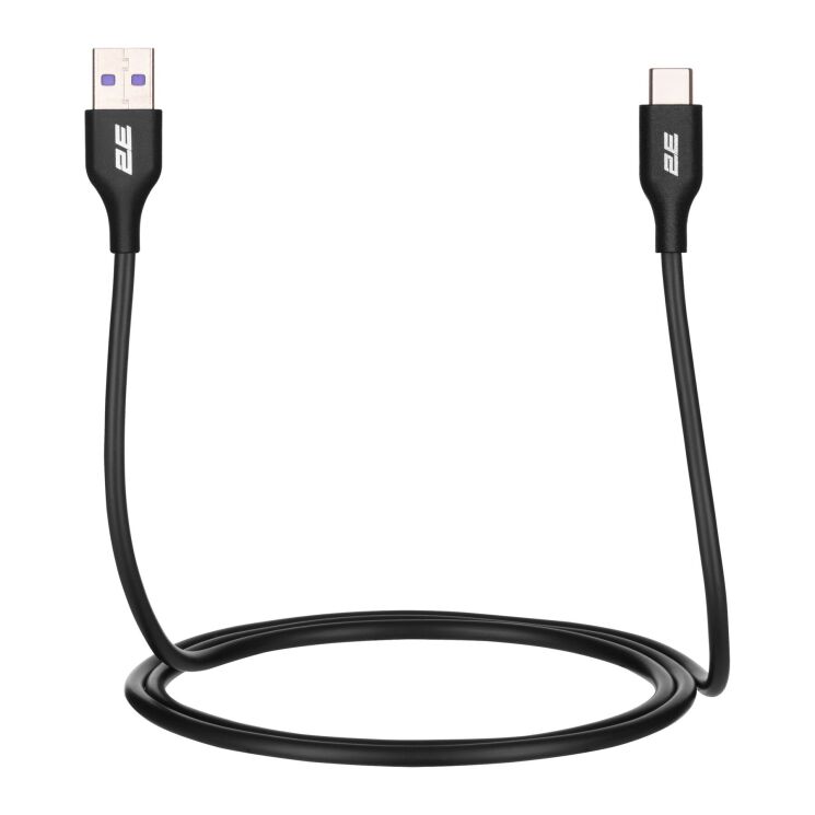 Кабель 2E Glow USB to Type-C (3A, 1m) - Black: фото 3 з 4