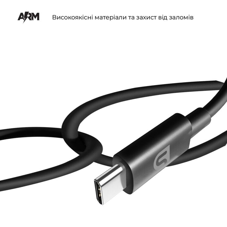 Кабель ArmorStandart AMD718B Type-C to USB (3A, 1m) - Black: фото 2 з 4