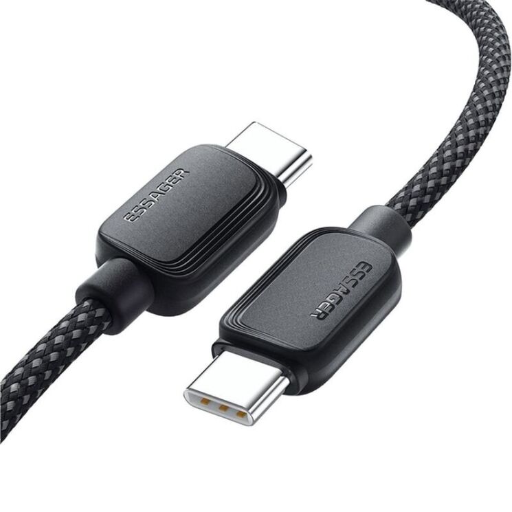 Кабель ESSAGER Breeze Type-C to Type-C (100W, 1m) EXCTT1-WL01-P - Black: фото 2 з 10