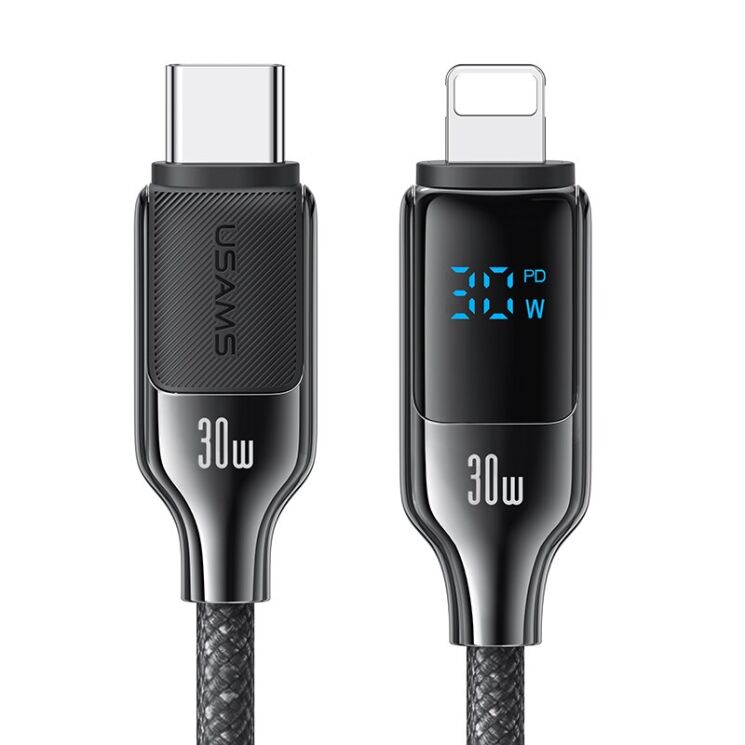 Кабель USAMS SJ741 Type-C to Lightning (30W, 3A, 1.2m) - Gray: фото 1 из 13