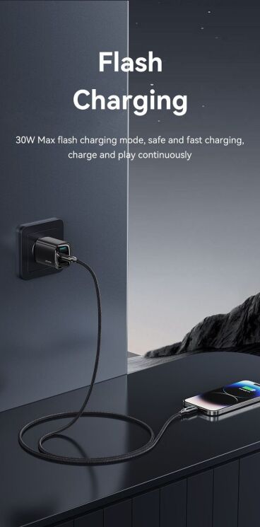 Кабель USAMS SJ741 Type-C to Lightning (30W, 3A, 1.2m) - Gray: фото 7 из 13