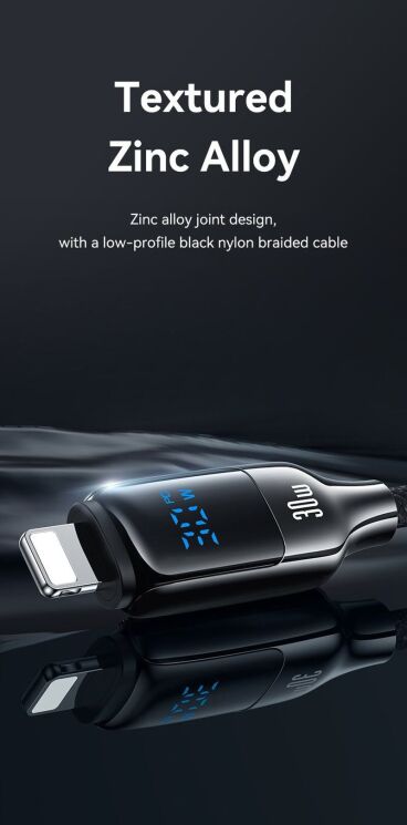 Кабель USAMS SJ741 Type-C to Lightning (30W, 3A, 1.2m) - Gray: фото 9 из 13