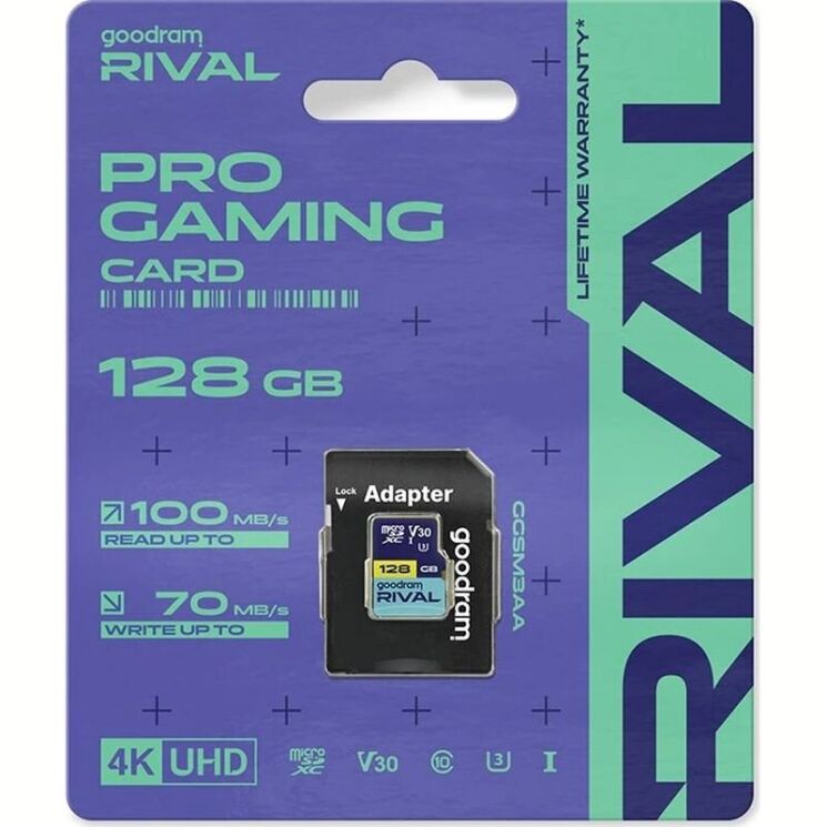 Картка пам&rsquo;ятi GOODRAM MicroSDXC Rival 128GB V30 UHS I U3 R100 + адаптер (GGSM3AA-1280R12): фото 2 з 6