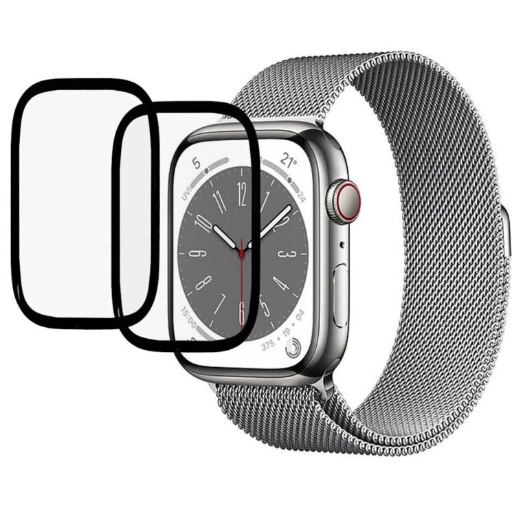 Комплект защитных пленок Deexe Protector Film для Apple Watch 45 mm (7 / 8 / 9 Series) - Black: фото 1 из 6