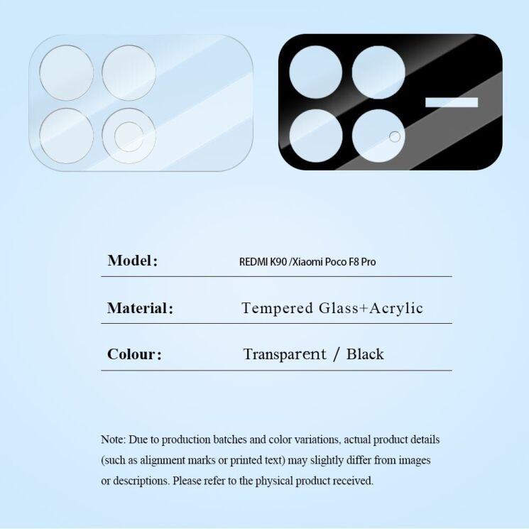 Комплект захисного скла на камеру LEREACH Camera Lens Protector для Xiaomi Poco F8 Pro - Transparent: фото 10 з 10