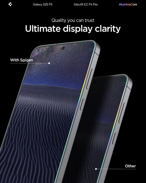 Комплект защитных стекол Spigen GLAS.tR EZ Fit Pro (FP) для Samsung Galaxy S25 FE (S731) AGL10202: фото 11 из 14