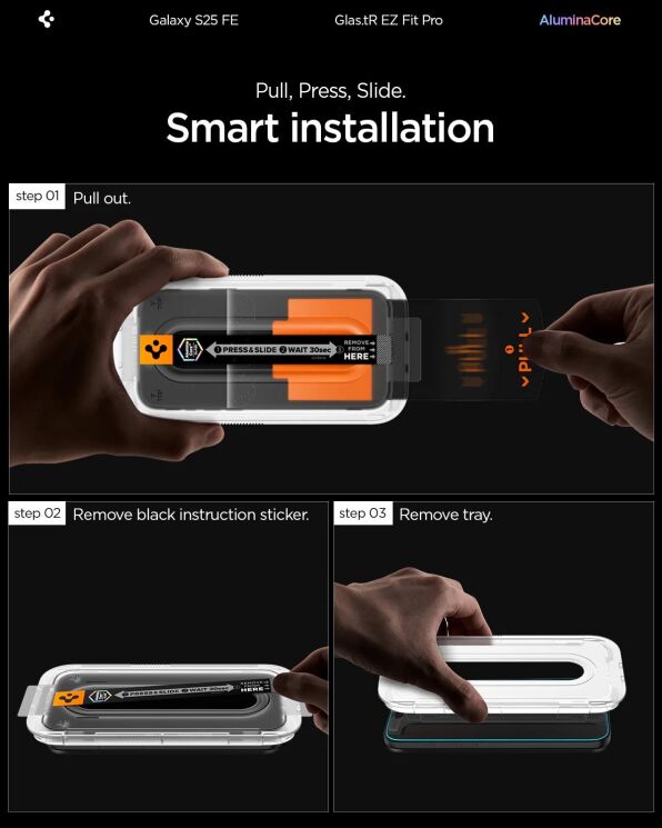 Комплект защитных стекол Spigen GLAS.tR EZ Fit Pro (FP) для Samsung Galaxy S25 FE (S731) AGL10202: фото 13 из 14