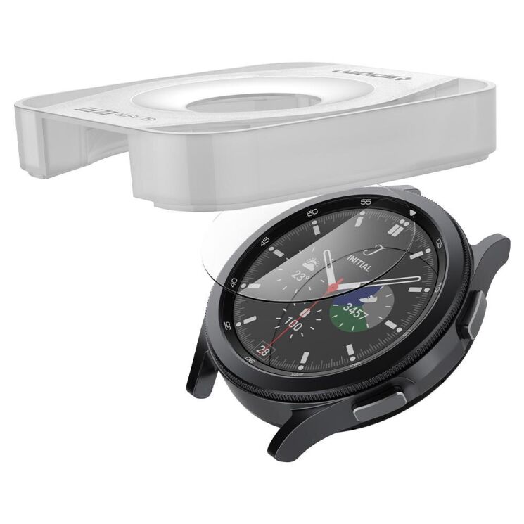 Комплект захисного скла Spigen (SGP) Screen Protector EZ Fit Glas.tR (FW) для Samsung Galaxy Watch 4 Classic (42mm): фото 4 з 16
