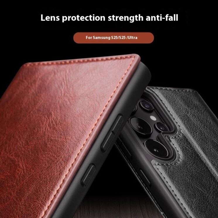 Шкіряний чохол QIALINO Wallet Case для Samsung Galaxy S25 Ultra (S938) - Brown: фото 6 з 7