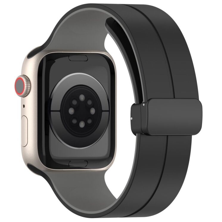 Ремінець Deexe Color Soft Line для Apple Watch 42 (Series 10/11) / 41 / 40 / SE 40 / 38 - Black / Grey: фото 1 з 7