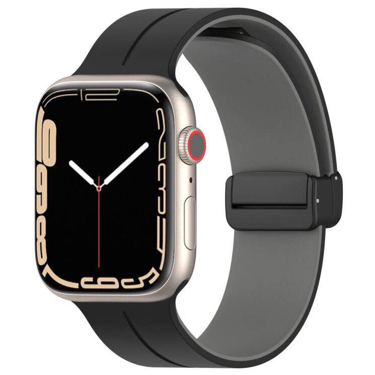 Ремінець Deexe Color Soft Line для Apple Watch 42 (Series 10/11) / 41 / 40 / SE 40 / 38 - Black / Grey: фото 5 з 7