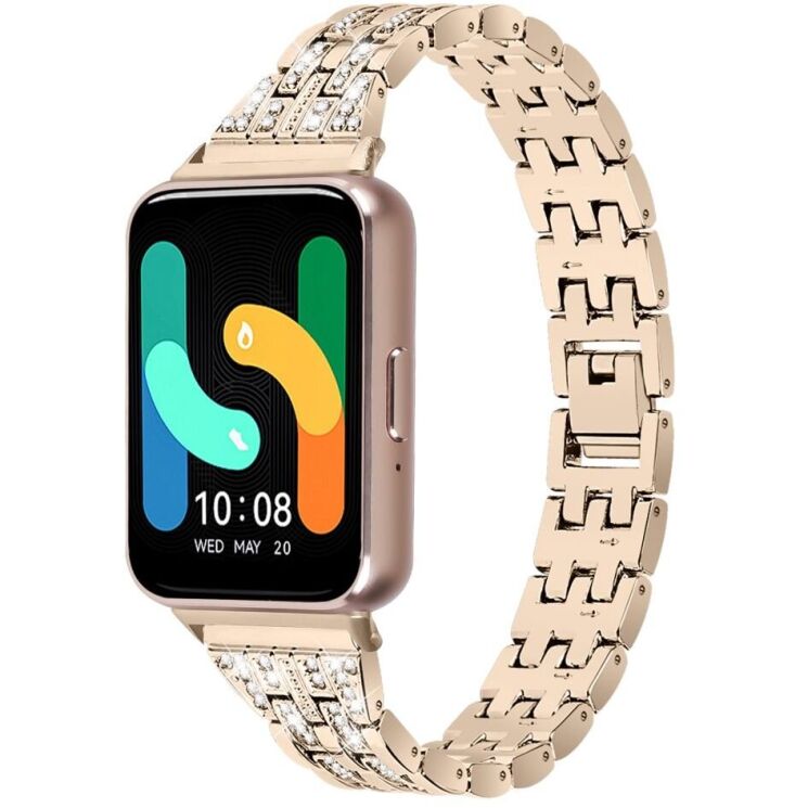 Ремінець Deexe Crystal Design для Samsung Galaxy Fit 3 - Gold: фото 1 з 6