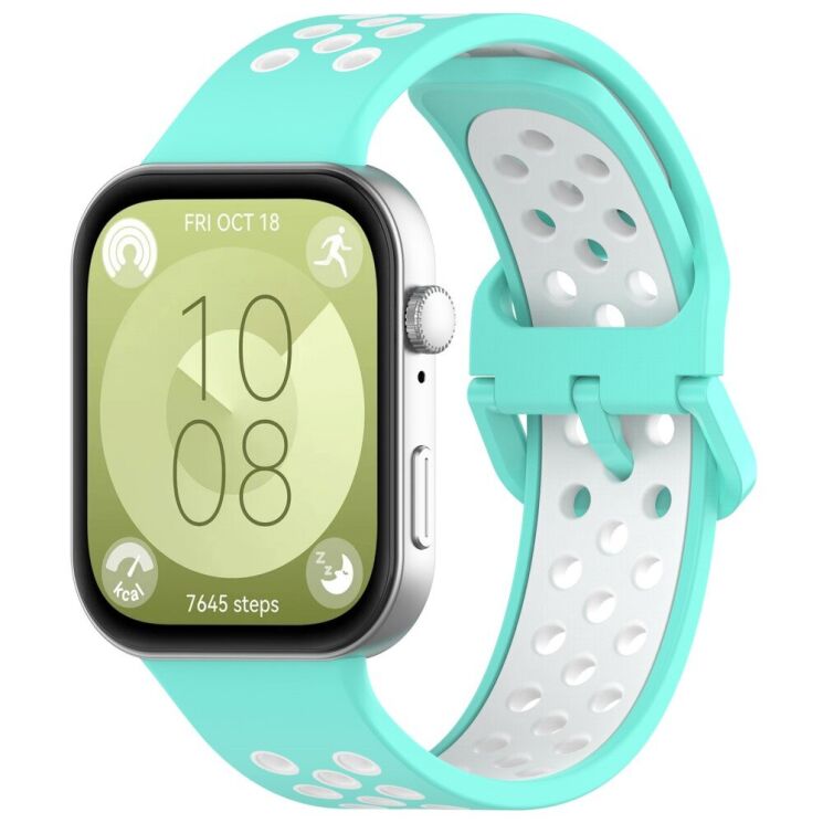 Ремінець Deexe Dual Color для Huawei Watch Fit 3 - Teal / White: фото 4 з 7