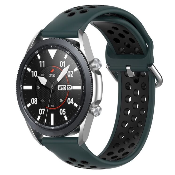 Ремешок Deexe Dual Color для Samsung Galaxy Watch 3 (41mm) - Dark Green / Black: фото 5 из 5