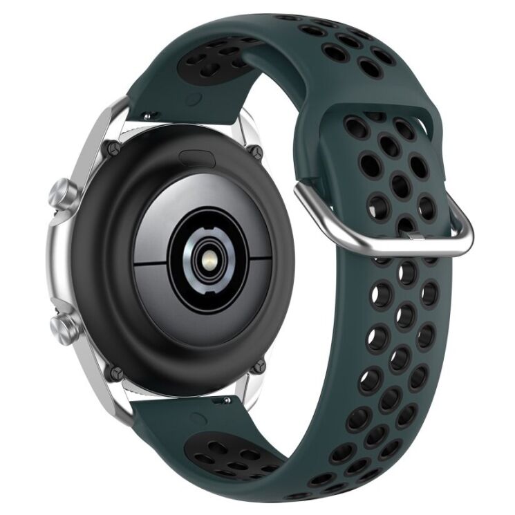 Ремешок Deexe Dual Color для Samsung Galaxy Watch 3 (41mm) - Dark Green / Black: фото 4 из 5