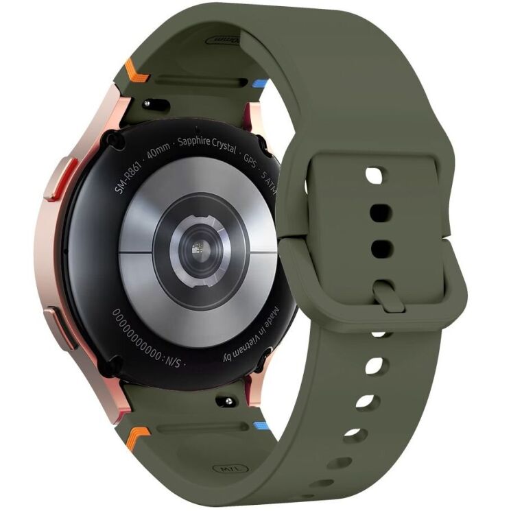 Ремешок Deexe Elino Strap для Samsung Galaxy Watch 4 / 5 / 6 / 7 / FE (40mm) - Army Green: фото 1 из 6
