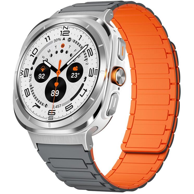 Ремінець Deexe Flexible Fit для Samsung Galaxy Watch Ultra (47mm) / Ultra (2025) - Silver / Orange: фото 2 з 2