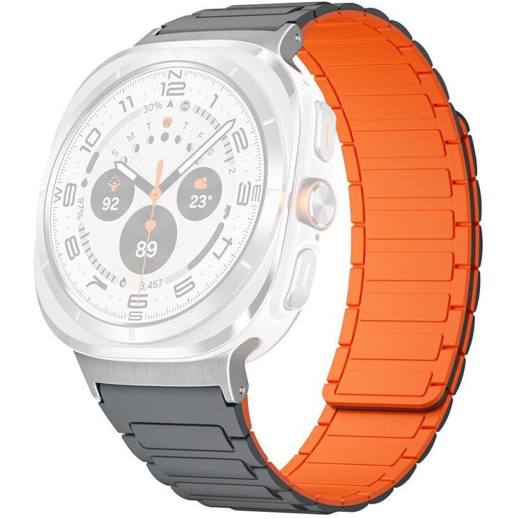 Ремінець Deexe Flexible Fit для Samsung Galaxy Watch Ultra (47mm) / Ultra (2025) - Silver / Orange: фото 1 з 2