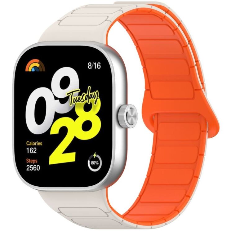 Ремешок Deexe Flexible Fit для Xiaomi Redmi Watch 4 / Mi Smart Band 8 Pro / Band 9 Pro - Orange / White: фото 2 из 6