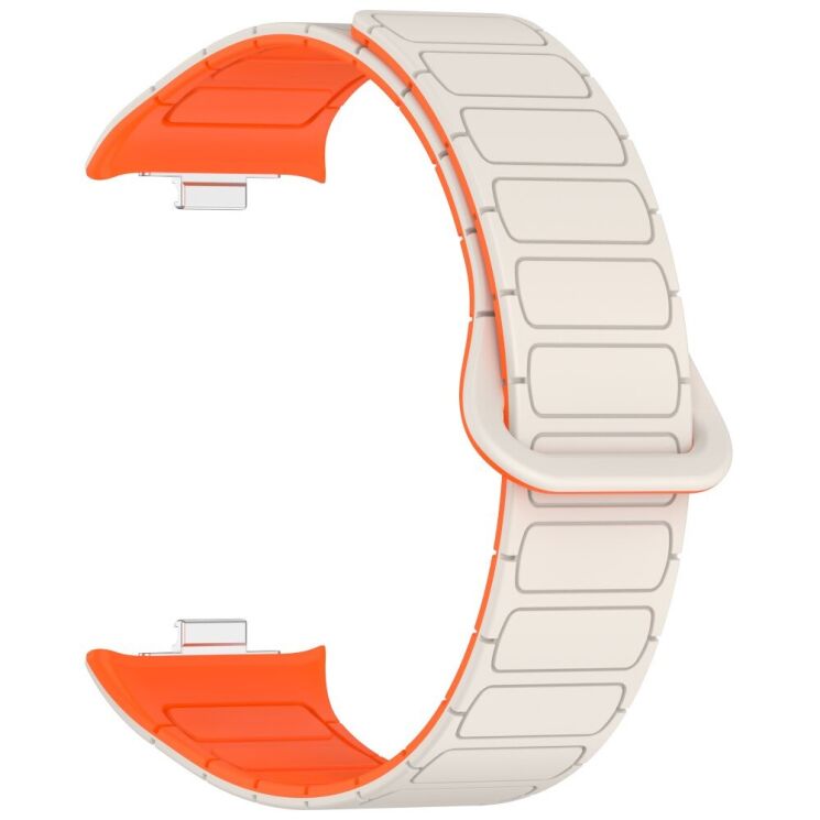 Ремешок Deexe Flexible Fit для Xiaomi Redmi Watch 4 / Mi Smart Band 8 Pro / Band 9 Pro - Orange / White: фото 3 из 6