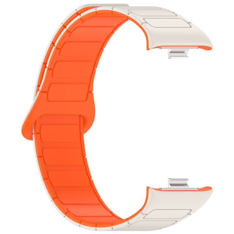 Ремешок Deexe Flexible Fit для Xiaomi Redmi Watch 4 / Mi Smart Band 8 Pro / Band 9 Pro - Orange / White: фото 4 из 6
